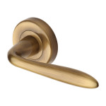 M Marcus Heritage Brass Sutton Design Door Handle Lever Latch on Round Rose