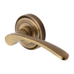 M Marcus Heritage Brass Sophia Design Door Handle Lever Latch on Round Rose