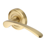 M Marcus Heritage Brass Sophia Design Door Handle Lever Latch on Round Rose