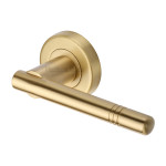 M Marcus Heritage Brass Alicia Design Door Handle Lever Latch on Round Rose