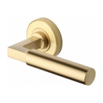 M Marcus Heritage Brass Bauhaus Design Door Handle Lever on Rose