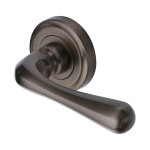 M Marcus Heritage Brass Charlbury Design Door Handle Lever Latch on Round Rose