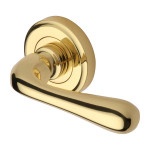 M Marcus Heritage Brass Charlbury Design Door Handle Lever Latch on Round Rose