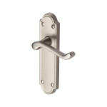 M Marcus Heritage Brass Meridian Design Door Handle on Plate Satin Nickel Plate