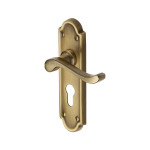 Heritage Brass Meridian Design Door Handle on Plate – Antique Brass