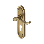M Marcus Heritage Brass Meridian Design Door Handle on Plate Antique Brass
