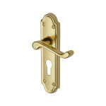 M Marcus Heritage Brass Meridian Design Door Handle on Plate Polished Brass