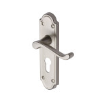 M Marcus Heritage Brass Meridian Design Door Handle on Plate Satin Nickel Plate