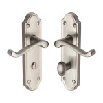 M Marcus Heritage Brass Meridian Design Door Handle on Plate Satin Nickel Plate