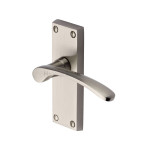 M Marcus Heritage Brass Sophia Short Design Door Handle on Plate Satin Nickel Plate