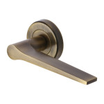 M Marcus Heritage Brass Gio Design Door Handle Lever on Rose