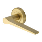 M Marcus Heritage Brass Gio Design Door Handle Lever on Rose