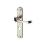 M Marcus Heritage Brass Gloucester Design Door Handle on Plate Satin Nickel Plate