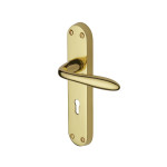 M Marcus Heritage Brass Sutton Design Door Handle on Plate Polished Brass