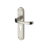 M Marcus Heritage Brass Gloucester Design Door Handle on Plate Satin Nickel Plate