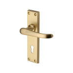 M Marcus Heritage Brass Windsor Design Door Handle on Plate Satin Brass