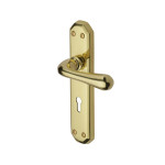 M Marcus Heritage Brass Charlbury Design Door Handle on Plate Polished Brass