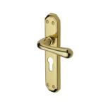 M Marcus Heritage Brass Charlbury Design Door Handle on Plate Polished Brass