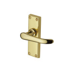 M Marcus Heritage Brass Windsor Short Design Door Handle on Plate Polished Brass