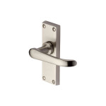 M Marcus Heritage Brass Windsor Short Design Door Handle on Plate Satin Nickel Plate