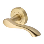 M Marcus Heritage Brass Algarve Design Door Handle Lever Latch on Round Rose