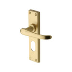 M Marcus Heritage Brass Windsor Design Door Handle on Plate Satin Brass