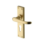 M Marcus Heritage Brass Windsor Design Door Handle on Plate Satin Brass