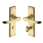 M Marcus Heritage Brass Windsor Design Door Handle on Plate Satin Brass