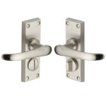 M Marcus Heritage Brass Windsor Short Design Door Handle on Plate Satin Nickel Plate