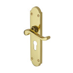 M Marcus Heritage Brass Savoy Long Design Door Handle on Plate Polished Brass