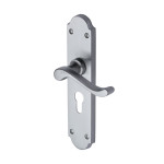 M Marcus Heritage Brass Savoy Long Design Door Handle on Plate Satin Chrome Plate