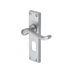 M Marcus Heritage Brass Bedford Design Door Handle on Plate Satin Chrome Plate