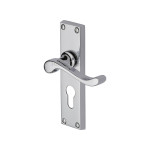 M Marcus Heritage Brass Bedford Design Door Handle on Plate Polished Chrome Plate