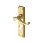 M Marcus Heritage Brass Bedford Design Door Handle on Plate Satin Brass