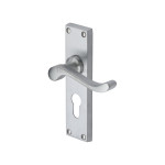 M Marcus Heritage Brass Bedford Design Door Handle on Plate Satin Chrome Plate