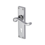 M Marcus Heritage Brass Bedford Design Door Handle on Plate Polished Chrome Plate