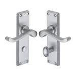 M Marcus Heritage Brass Bedford Design Door Handle on Plate Satin Chrome Plate