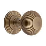 M Marcus Heritage Brass Reeded Design Mortice Knob on Rose