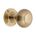 M Marcus Heritage Brass Reeded Design Mortice Knob on Rose