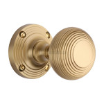 M Marcus Heritage Brass Reeded Design Mortice Knob on Rose