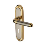 M Marcus Heritage Brass Vienna Design Door Handle on Plate Jupiter Split Finish