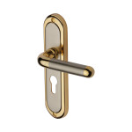 M Marcus Heritage Brass Vienna Design Door Handle on Plate Jupiter Split Finish