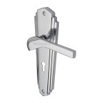 M Marcus Heritage Brass Waldorf Design Door Handle on Plate Polished Chrome Plate