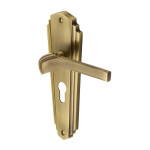 M Marcus Heritage Brass Waldorf Design Door Handle on Plate Antique Brass