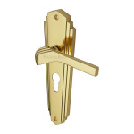 M Marcus Heritage Brass Waldorf Design Door Handle on Plate Polished Brass