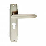 Carlisle Brass Art Deco Lever Door Handle on Plate - Satin Nickel Plate