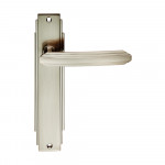 Carlisle Brass Art Deco Lever Door Handle on Plate - Satin Nickel Plate