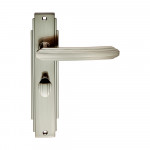 Carlisle Brass Art Deco Lever Door Handle on Plate - Satin Nickel Plate