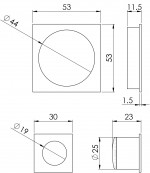 Carlisle Brass Manital Square Sliding Door Rose with Flush Pull