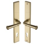 M Marcus Heritage Brass Colonial Multi-Point Door Lever Handle on Euro Lock Plate